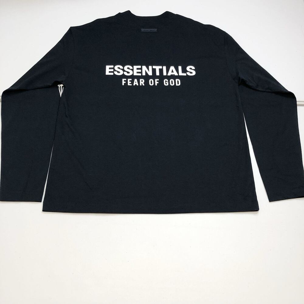 Fear of God Essentials Black Long Sleeve T-Shirt Men’s Jersey Size S Big Logo